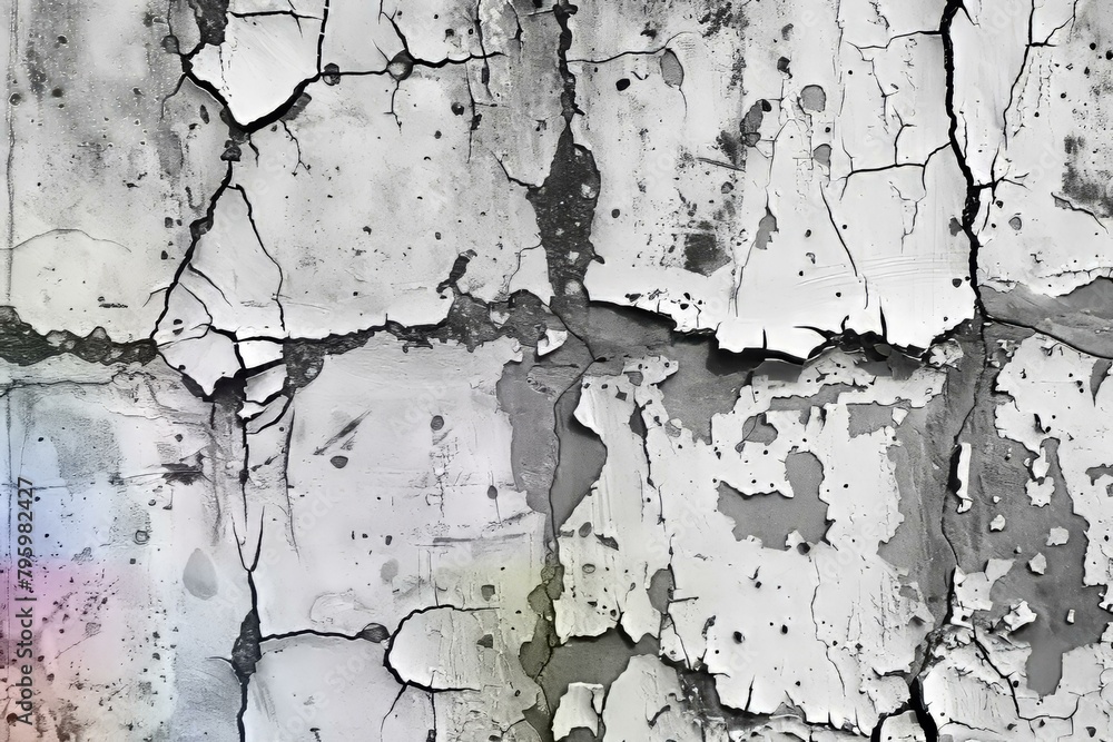 Obraz premium weathered white cracked concrete wall texture
