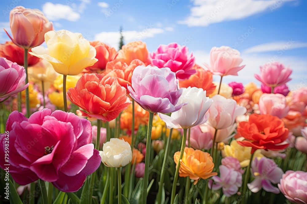 Radiant Tulip Variety: Vibrant Field Gradients Showcase Beauty