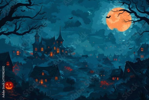 b'Spooky Village Illustration' photo