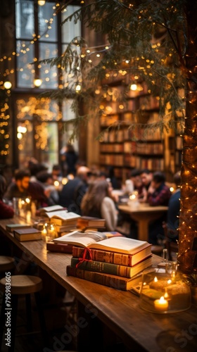 b A cozy bookstore with a warm and inviting atmosphere 