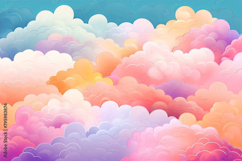 Cheerful Whimsical Rainbow Cloud Gradients Digital Image Design