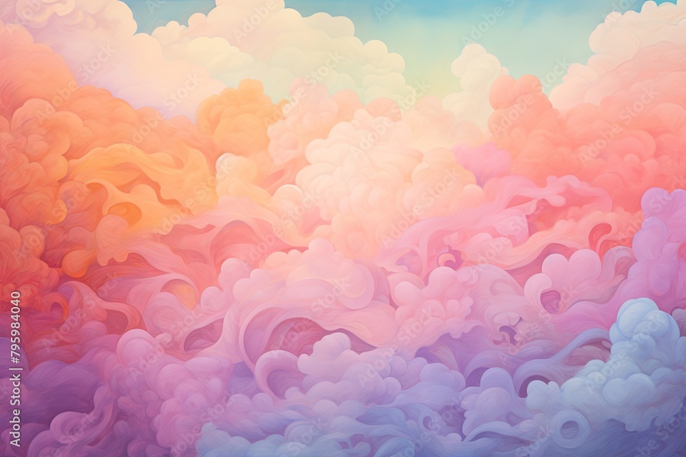 Fototapeta premium Whimsical Rainbow Cloud Gradients: Dreamlike Huescape Palette