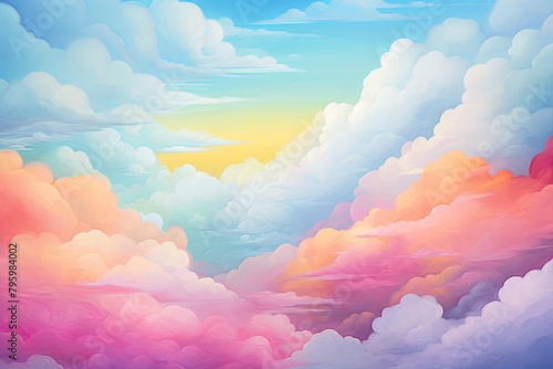 Whimsical Rainbow Cloud Gradients: Cheerful Sky Palette Dreamscape photo