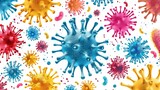 Multi-colored virus germs indicate the condition of the body being infected with disease.