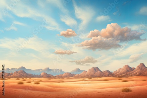 Wild West Desert Sky Gradients: Arid Landscape Panorama Mirage.