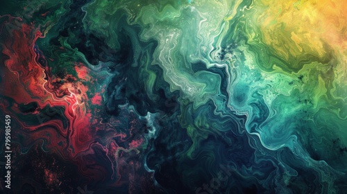 Close view of vibrant liquid artwork on dark background