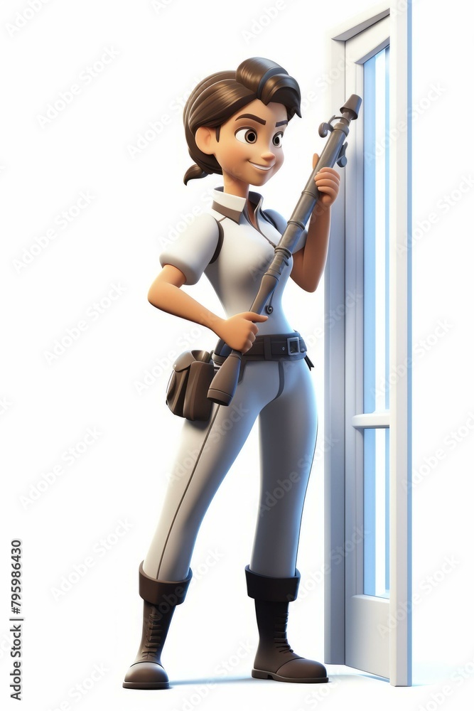 b'Illustration of a woman holding a gun' b'Illustration of a woman holding a gun'