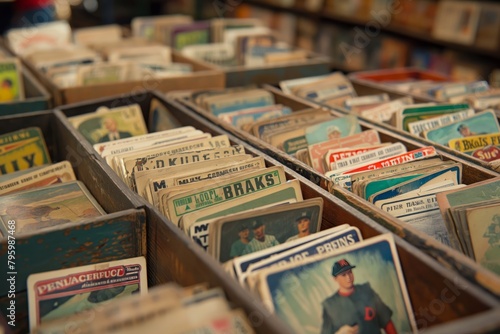 Vintage Baseball Cards in Antique Store