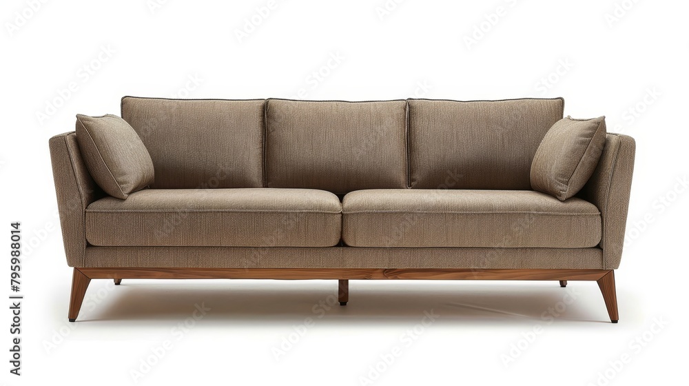 Elegant three-seater sofa, fusion of sleek modern lines and classic upholstery, ideal for a sophisticated living room Elegant three-seater sofa, fusion of sleek modern lines and classic upholstery, ideal for a sophisticated living room