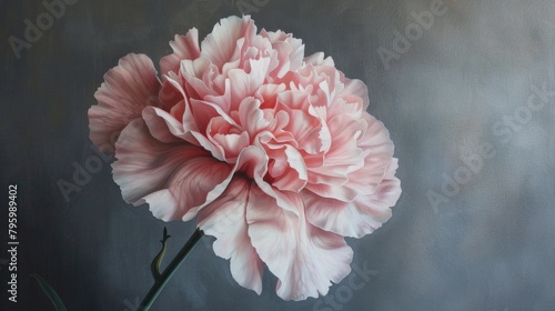 Pink flower painting on gray backdrop