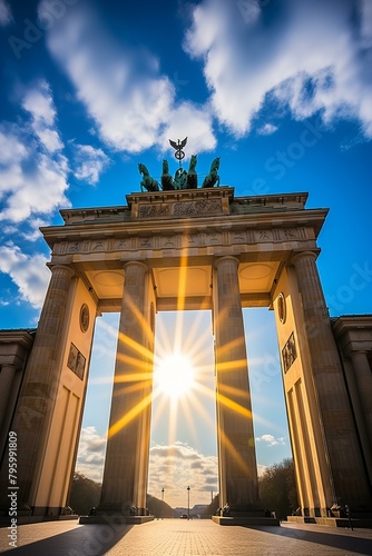 b'The Brandenburg Gate illuminated by the sun' photo