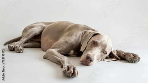 A lazy dog resting on the ground
