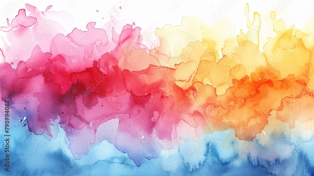 Colorful watercolor painting on white background