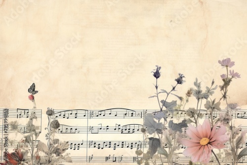 Music border backgrounds flower plant.
