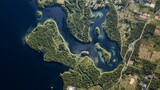 b'islands and peninsulas in a lake'