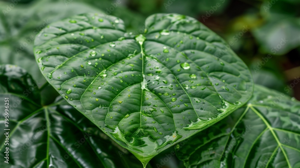 Close-up of water droplets on leaf Close-up of water droplets on leaf