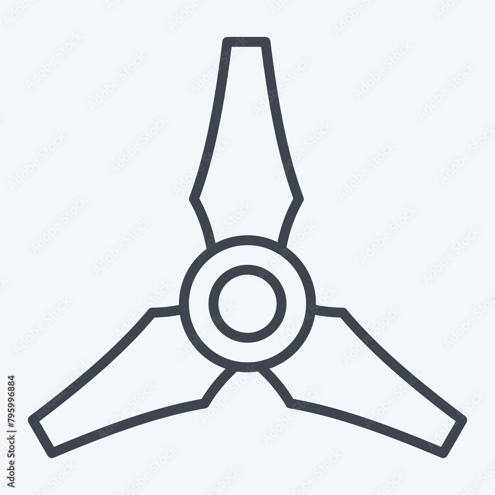 Icon Three Blades Propeller. related to Drone symbol. line style. simple design illustration Icon Three Blades Propeller. related to Drone symbol. line style. simple design illustration