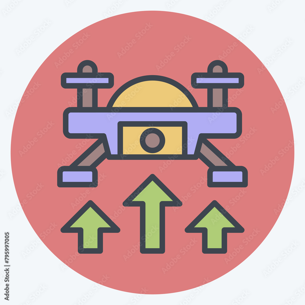 Icon Fly Up. related to Drone symbol. color mate style. simple design illustration 1 Icon Fly Up. related to Drone symbol. color mate style. simple design illustration 1