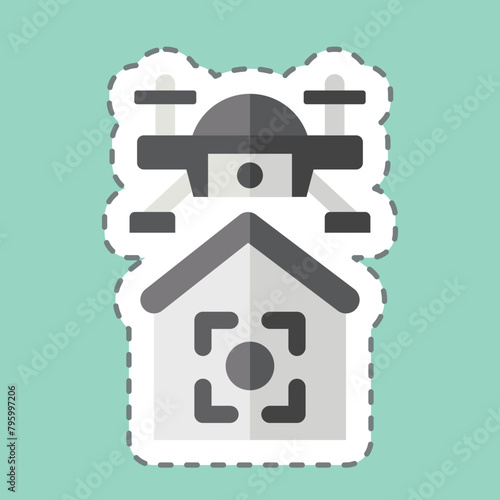 Sticker line cut Drone Location. related to Drone symbol. simple design illustration