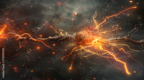 Neurons sending brain activity firing biology electrical nerve signal neurotransmitter chemical receptor cell dendrite neural medical surgery photo