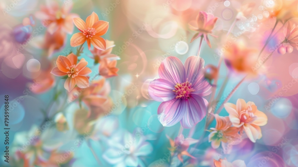 Abstract colorful background with blooming flowers