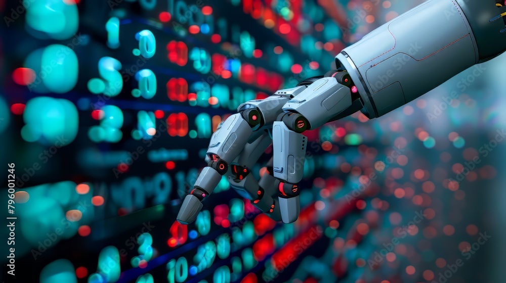 Futuristic Robot Analyze Data