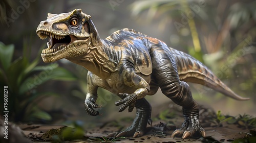 Design a 3D rendering illustrating dinosaur animals 