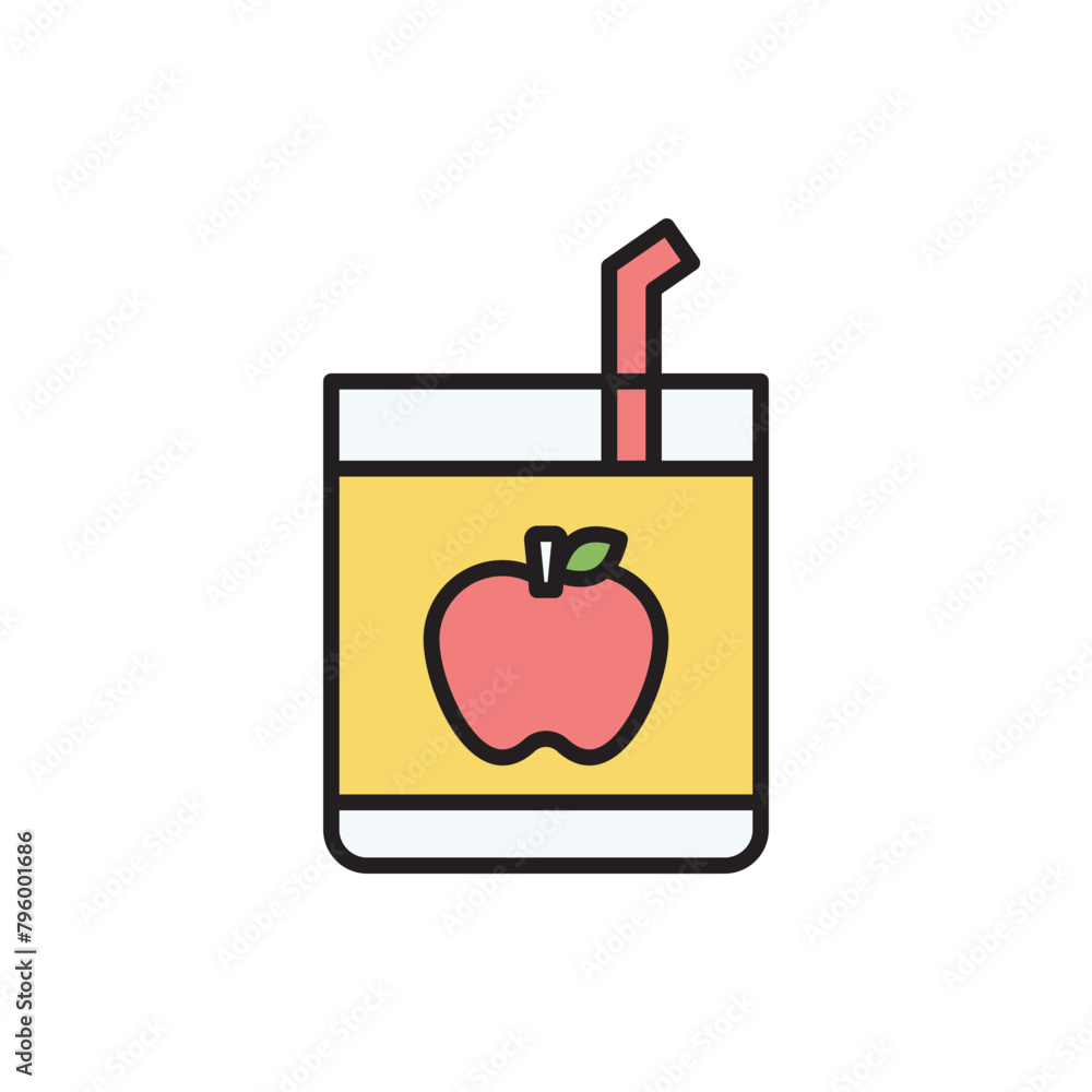 Apple juice icon design with white background stock illustration