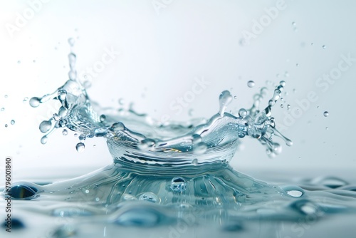 A water droplet frozen in time, capturing the moment of impact as it splashes onto a hard surface.
