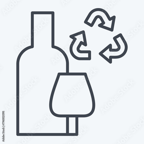 Icon Glass Recycling. related to Recycling symbol. line style. simple design illustration