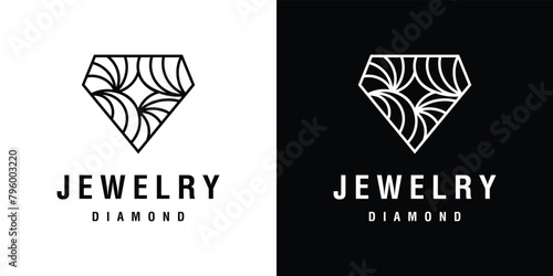 luxury diamond jewelry symbol vector logo with line style