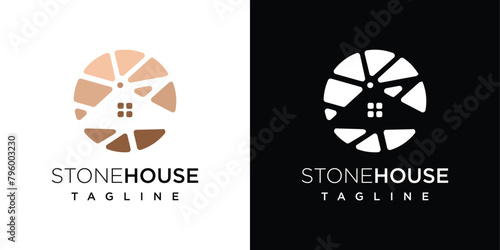 brick or stone house logo design template icon illustration