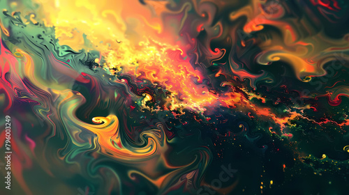 experimental fusion of colors in a painting