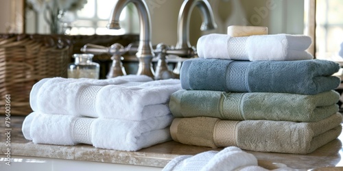 Luxurious, Feng Shui-Inspired Bathroom Towels: Choose luxurious, Feng Shui-inspired bathroom towels in colors that correspond to the desired photo