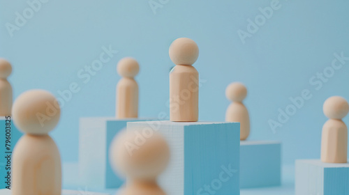 Conceptual Image of Leadership and Hierarchy with Wooden Figures