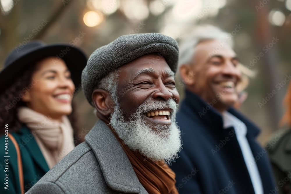 Portrait of happy senior couple walking in autumn park. Smiling elderly man and woman looking at camera. Portrait of happy senior couple walking in autumn park. Smiling elderly man and woman looking at camera.