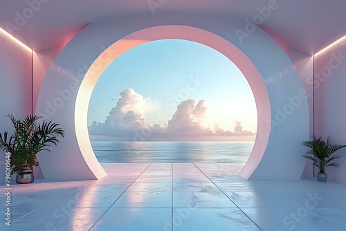 Modern Tranquility: Archway and Pastel Sky