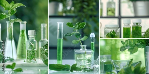 Eco skin care beauty products in laboratory development concept