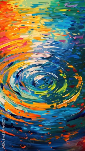 Bold and vivid water ripple texture with vibrant colors. 