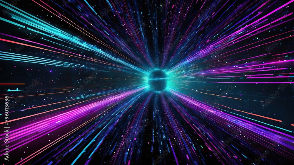 Obraz premium High speed data stream, Digital Data Flow, Data transfer technology, Neon lines