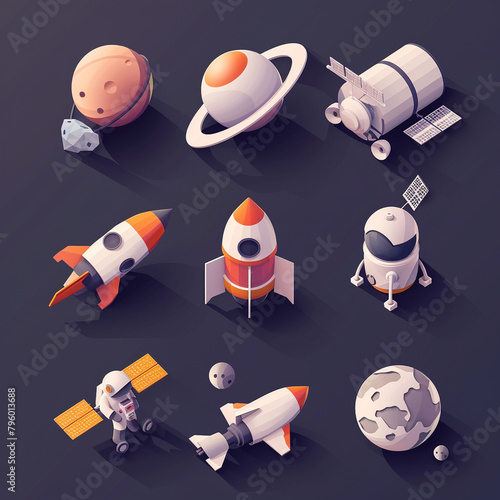 Isometric Space Icon Collection