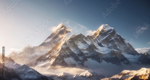 Beautiful landscape of Himalayas mountains at sunset, Nepal.