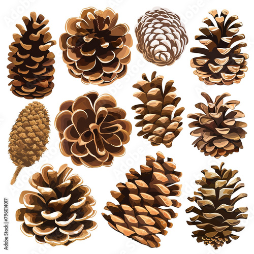 Pine Cone Paradise Clipart Collection On white background