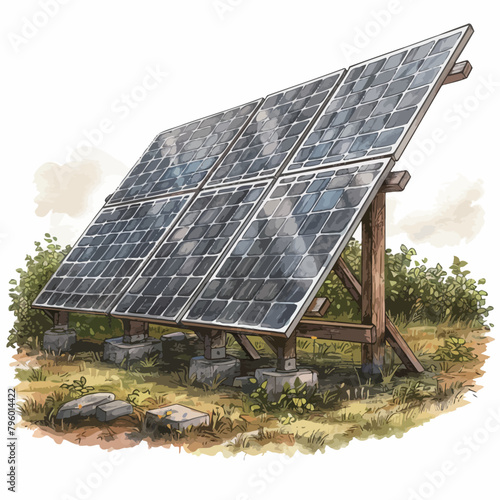 Solar panel, photovoltaic, alternative electricity source - illustration