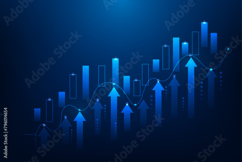 Financial graph and stock market up and down. business investment to success. trading data chart strategy. market profit money. vector illustration hi-tech.