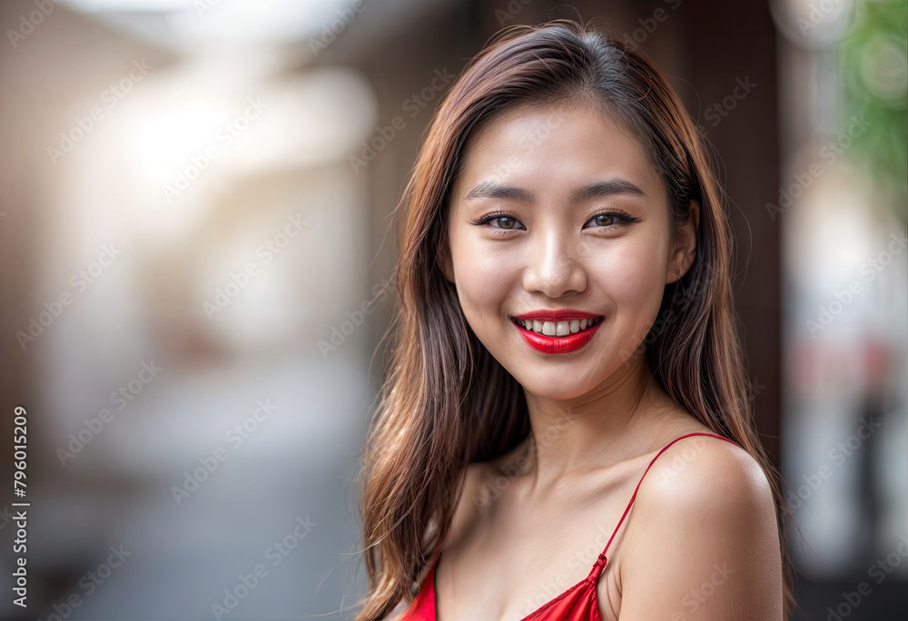 Smiling Brunette Woman's Headshot Indoors Smiling Brunette Woman's Headshot Indoors