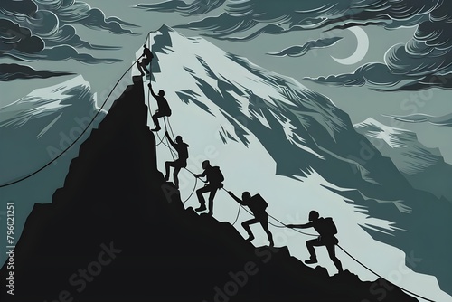 teamwork helping each other mountain climbing togetherness adventure conquering
