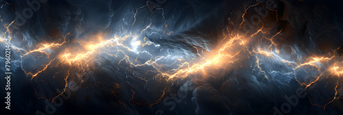 Blue lightning with dark background 3d rendering,Colorful lightning background

 photo