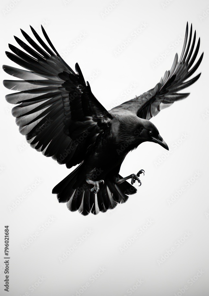 Fototapeta premium Flying animal black bird.