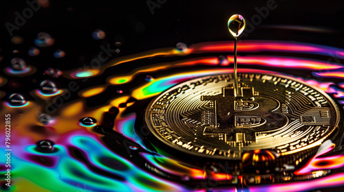 Bitcoin in Liquid Spectrum: A Macro View of Cryptocurrency Amidst Vibrant Refracted Light Signaling the The Fluidity of Crypto Finance - Image made using Generative AI